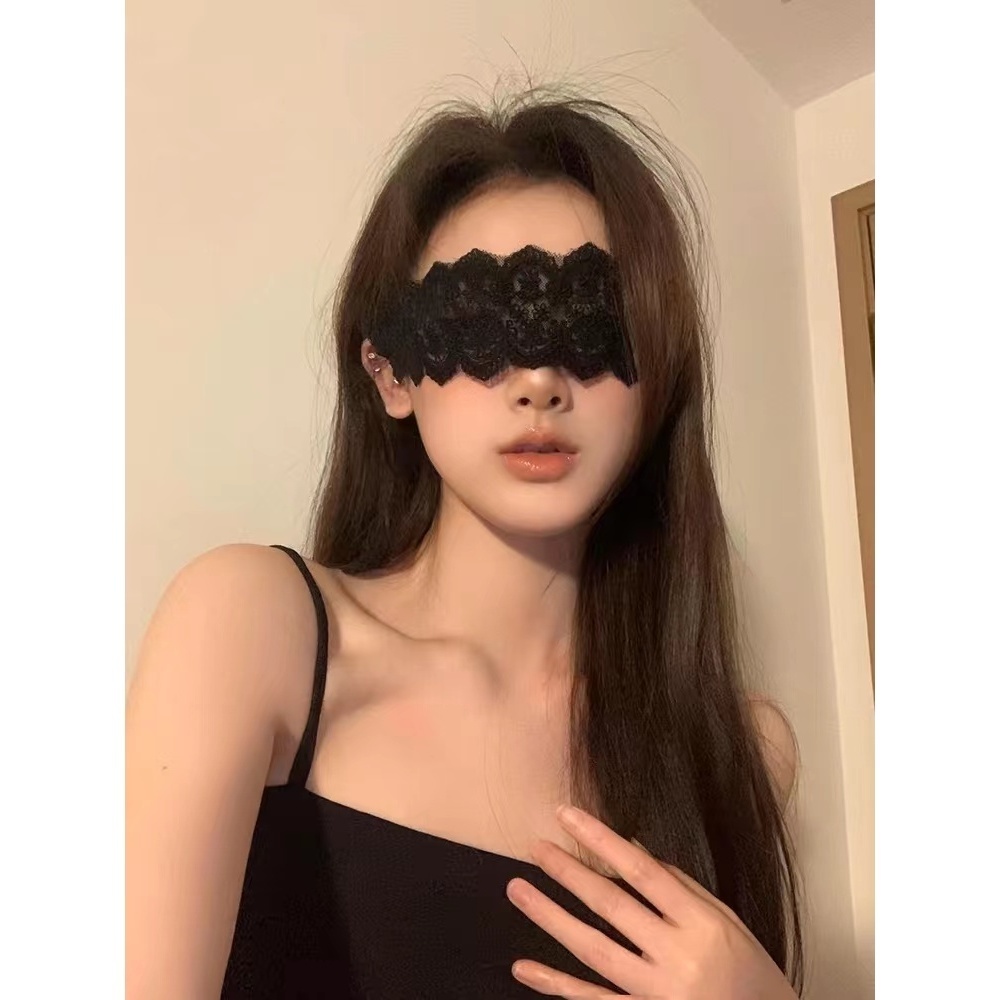 ซ่อนหา!Contrast สีสองด้านสีดํา Red Eye Mask Blindfolded ผ้าซาตินเลียนแบบผ้าไหมแรเงา Sleep ทึบแสง Blindfolded Eye Ribbon ญี่ปุ่น cos Loli สไตล์