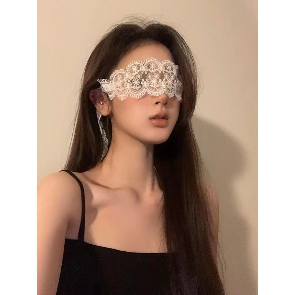ซ่อนหา!Contrast สีสองด้านสีดํา Red Eye Mask Blindfolded ผ้าซาตินเลียนแบบผ้าไหมแรเงา Sleep ทึบแสง Blindfolded Eye Ribbon ญี่ปุ่น cos Loli สไตล์