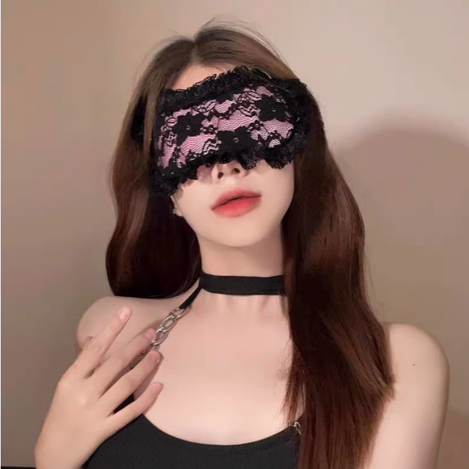 ซ่อนหา!Contrast สีสองด้านสีดํา Red Eye Mask Blindfolded ผ้าซาตินเลียนแบบผ้าไหมแรเงา Sleep ทึบแสง Blindfolded Eye Ribbon ญี่ปุ่น cos Loli สไตล์
