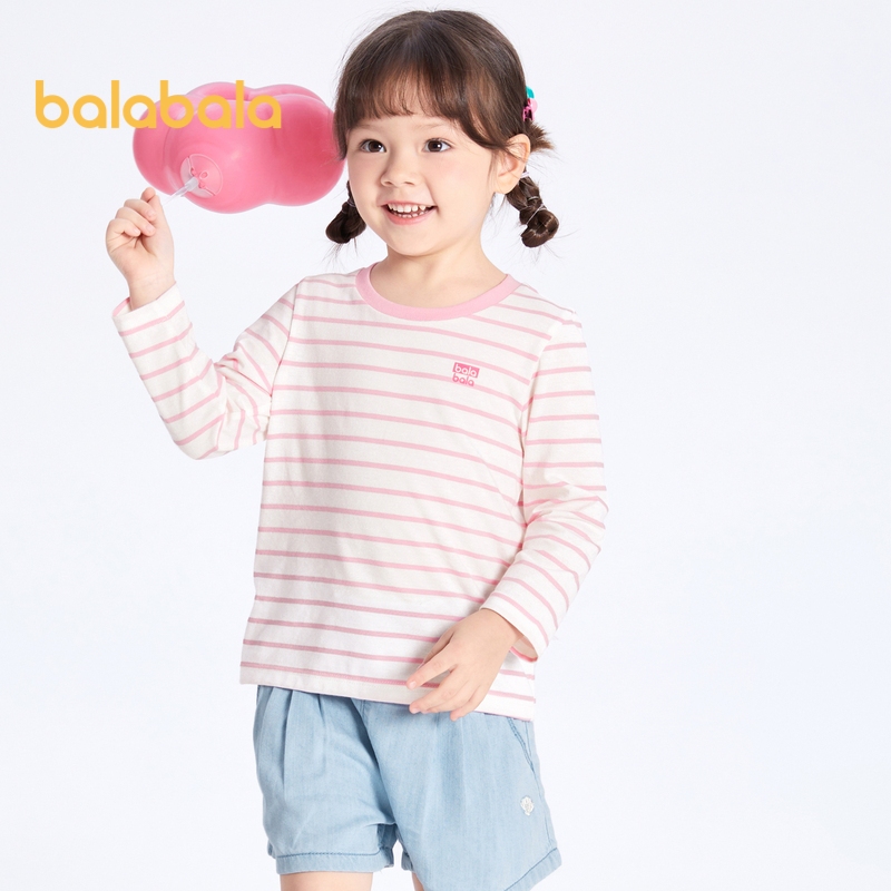 Balabala เสื้อยืดคอกลมแขนยาวสําหรับเด็กวัยหัดเดินและเด็กโต
