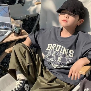 SweetKids พร้อมส่งจากกทม🌸เสื้อแขนสั้นเด็กชาย🍓เสื้อยืดคอกลมลำลอง แฟชั่นหล่อๆ ทรงหลวมใส่สบาย ฤดูร้อน
