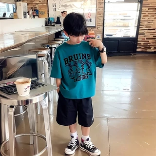SweetKids พร้อมส่งจากกทม🌸เสื้อแขนสั้นเด็กชาย🍓เสื้อยืดคอกลมลำลอง แฟชั่นหล่อๆ ทรงหลวมใส่สบาย ฤดูร้อน