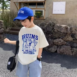 SweetKids พร้อมส่งจากกทม🌸เสื้อแขนสั้นเด็กชาย🍓เสื้อยืดคอกลมลำลอง แฟชั่นหล่อๆ ทรงหลวมใส่สบาย ฤดูร้อน