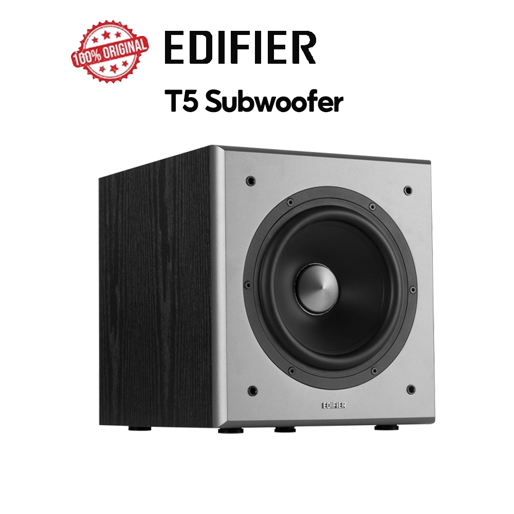 Edifier T5,ขับเคลื่อนซับวูฟเฟอร์ที่ใช้งาน8 "ไดรเวอร์ลําโพงสําหรับเสียงเบสที่ผิดเพี้ยน กรองผ่านต่ําด้วยการตอบสนองความถี่ 38เฮิรตซ์