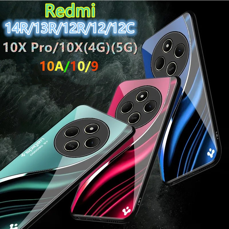 Xiaomi Redmi 14R/13R/12R/12C/10X 5G/10X Pro/10A/9 10X 4G ฝาครอบกระจกนิรภัย + ฟิล์มป้องกันของขวัญ