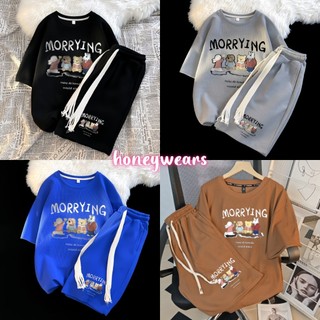 honeywears⚡️พร้อมส่ง⚡️ชุดเช็ทเด็กชายแฟชั่น ลำลองหล่อๆ ผ้าวาฟเฟิล เสื้อแขนสั้นกางเกงขาสั้น ฤดูร้อน 2ชิ้น ไซส์ 120-160