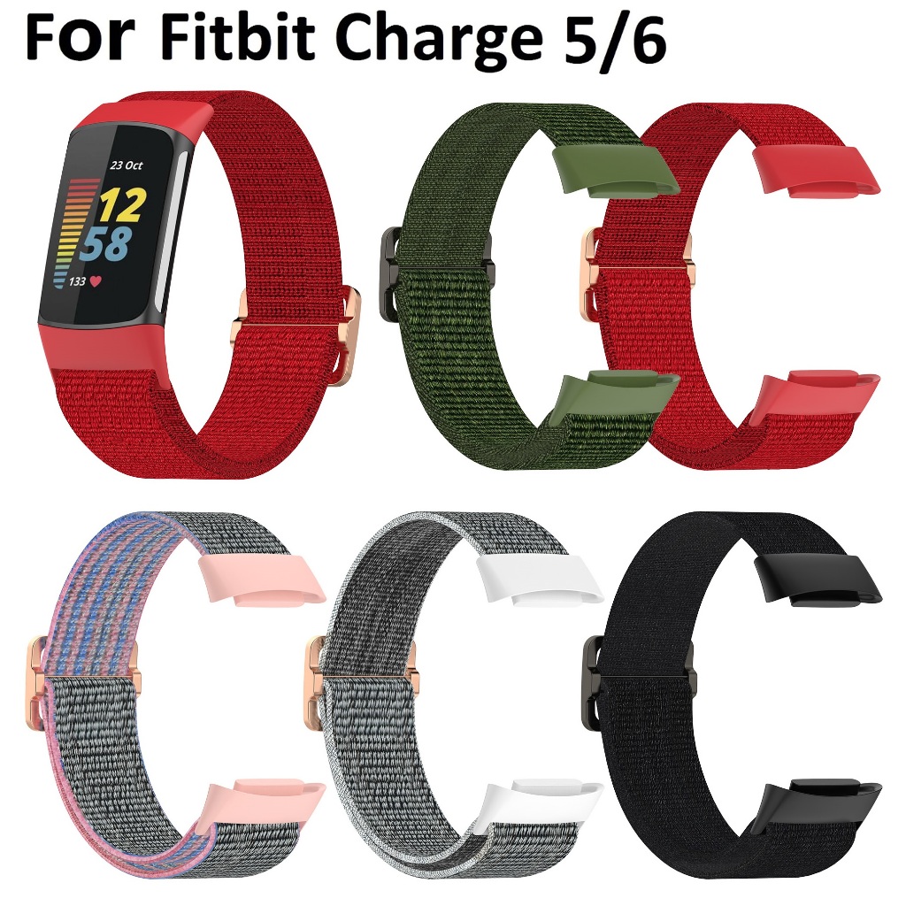 ห่วงไนลอนสําหรับ fitbit charge 6 สาย Soft fitbit charge 5 สายเปลี่ยน fitbit charge 6 สายรัดข้อมือสร้