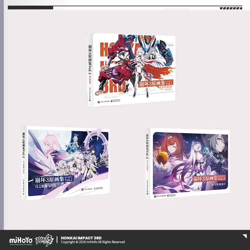 Sunsyea Honkai Impact 3rd Official Merch miHoYo ชุดคอลเลกชันภาพประกอบของแท้ดั้งเดิม Vol.1 Vol.2 Vol.3 .4