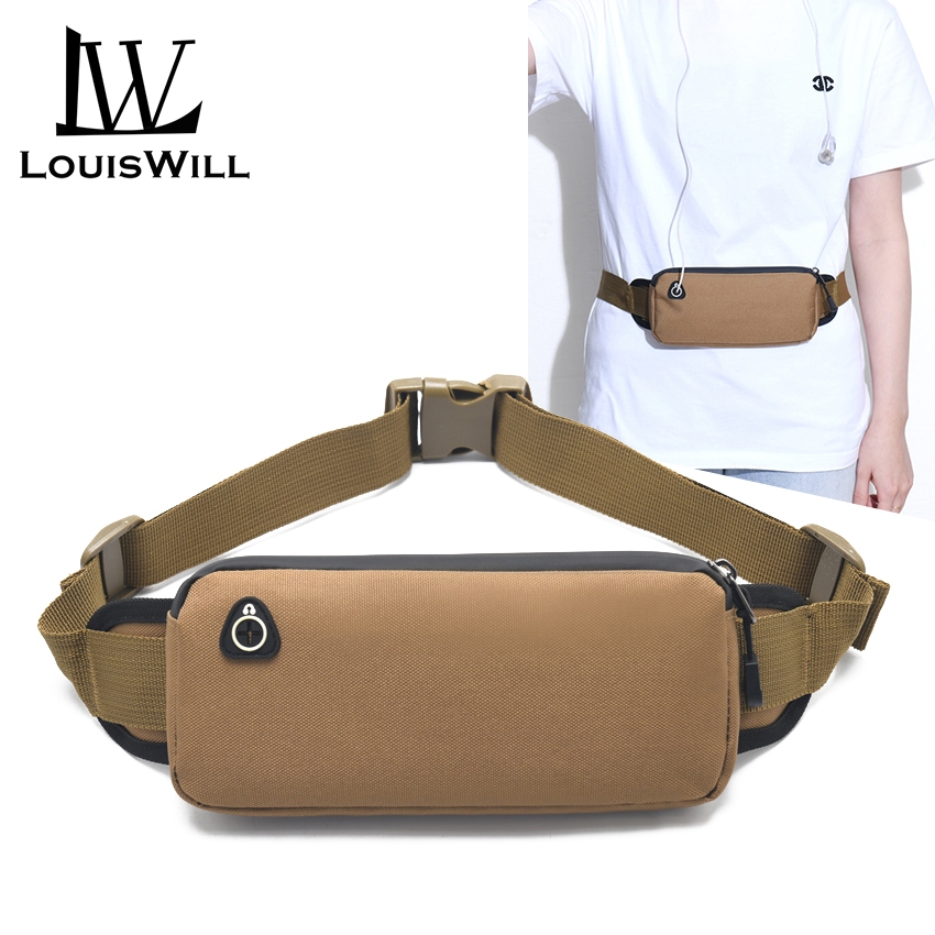 Louiswill แฟชั่นผู้ชายเอวกระเป๋า Unisex กันน้ํา Oxford Running Bum กระเป๋าแบบพกพากระเป๋า Causal Cross-body กระเป๋าสําหรับวิ่งขี่จักรยานเดินป่าเดิน