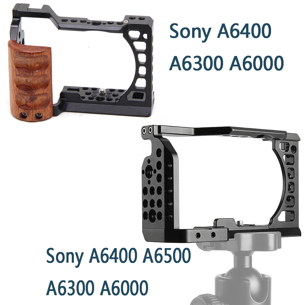 กล้อง DSLR กรง Rig สําหรับ Sony A6300 A6400 A6500 A6000 ป้องกัน Vlog มือถือวงเล็บรองเท้าเย็น Mount V