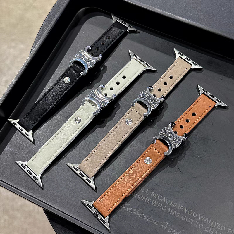 ฤดูใบไม้ร่วงฤดูหนาวแฟชั่นสายหนังสําหรับ ฉันดู iwatch Series 10 9 8 7 6 SE 5 4 3 2 ความคิดสร้างสรรค์ ค-ตัวอักษรโลหะหัวเข็มขัดสร้อยข้อมือสําหรับ IWatch 49 มม.46 มม.41 มม.45 มม.44 มม.40 มม.42 มม.38 มม.