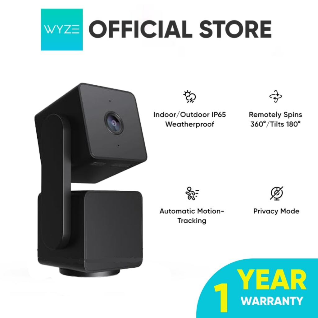 WYZE Official StoreWYZE Cam Pan v3 Indoor/ Outdoor IP65-Rated 1080P Pan/Tilt/Zoom Wi-Fi กล้องรักษาความปลอดภัยบ้านอัจฉริยะ, สี Night Vision, ใช้งานได้กับ Alexa & Google Assistant, สีดํา