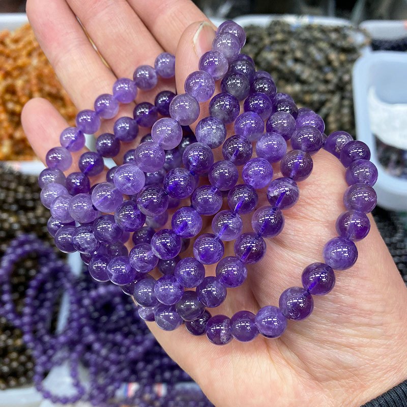 ธรรมชาติอเมทิสรอบลูกปัดสร้อยข้อมือคริสตัลกําไลข้อมือพลังงานโยคะสายรัดข้อมือการดูแลสุขภาพเครื่องประดับ