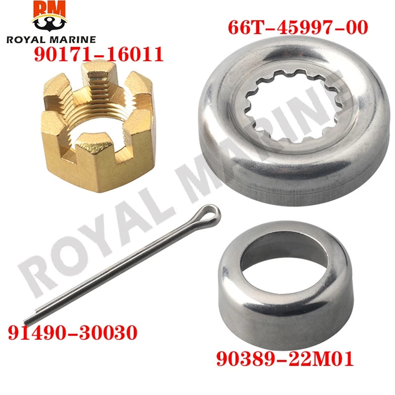 66t-w4599 ใบพัด Spacer ชุดสําหรับ Yamaha เรือมอเตอร์ 30-60HP F30-F60 4 T/2 T Hidea Parsun 90171-16011 ปราสาท Nut 90389-22M01 Bush
