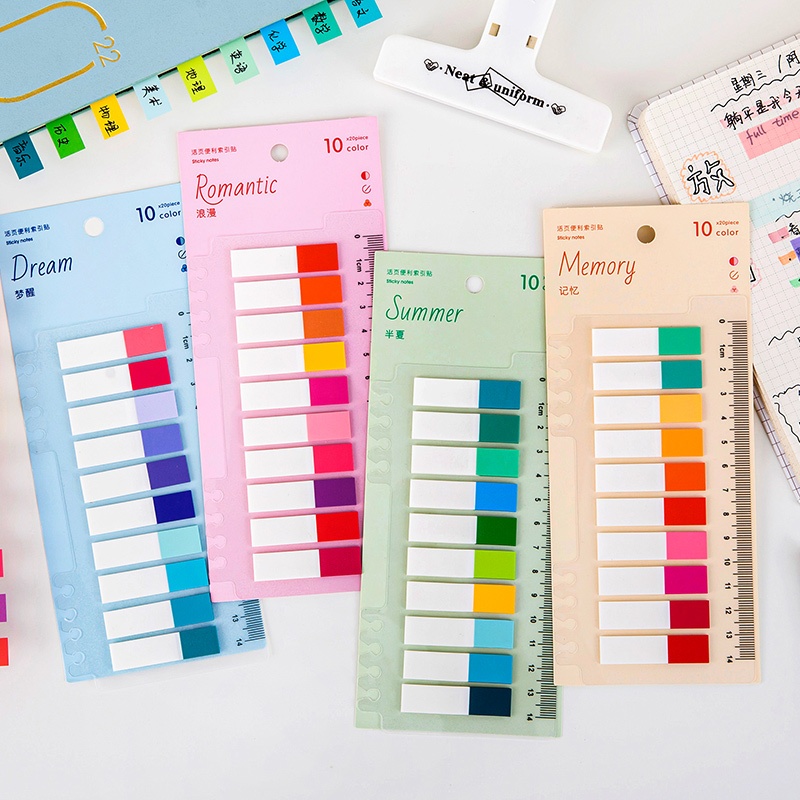 กระดาษโน้ตมีกาว สีแคนดี้ สําหรับนักเรียน 200 ชิ้น WJ387