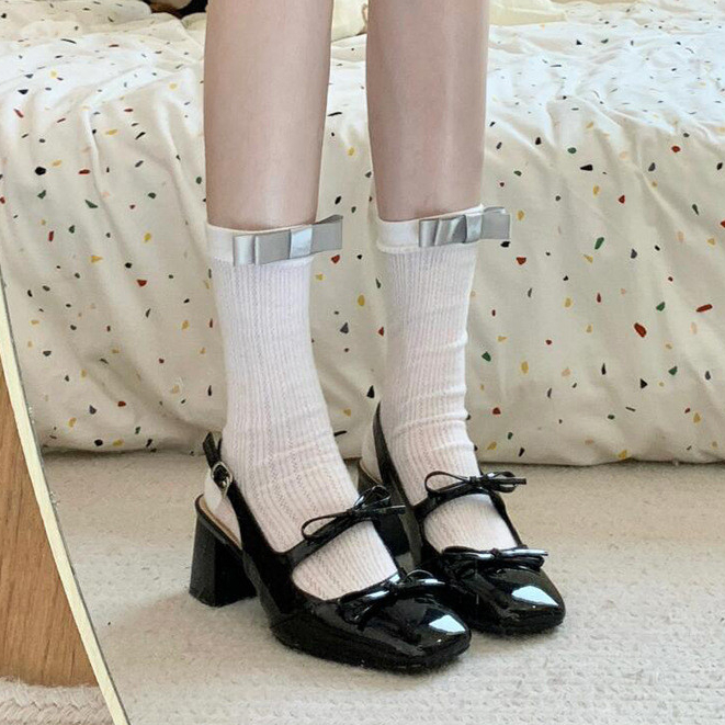 【Sweet Lady】รองเท้าส้นสูง สีเงิน สำหรับผู้หญิง 2024ใหม่ พื้นสูง5cm รองเท้าหวาน