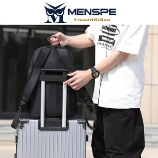Menspe กระเป๋าเป้สะพายหลังผู้ชาย USB ชาร์จกระเป๋าเป้สะพายหลังแล็ปท็อปกระเป๋าเป้สะพายหลัง Casual Travel นักเรียน Dacron สีทึบ