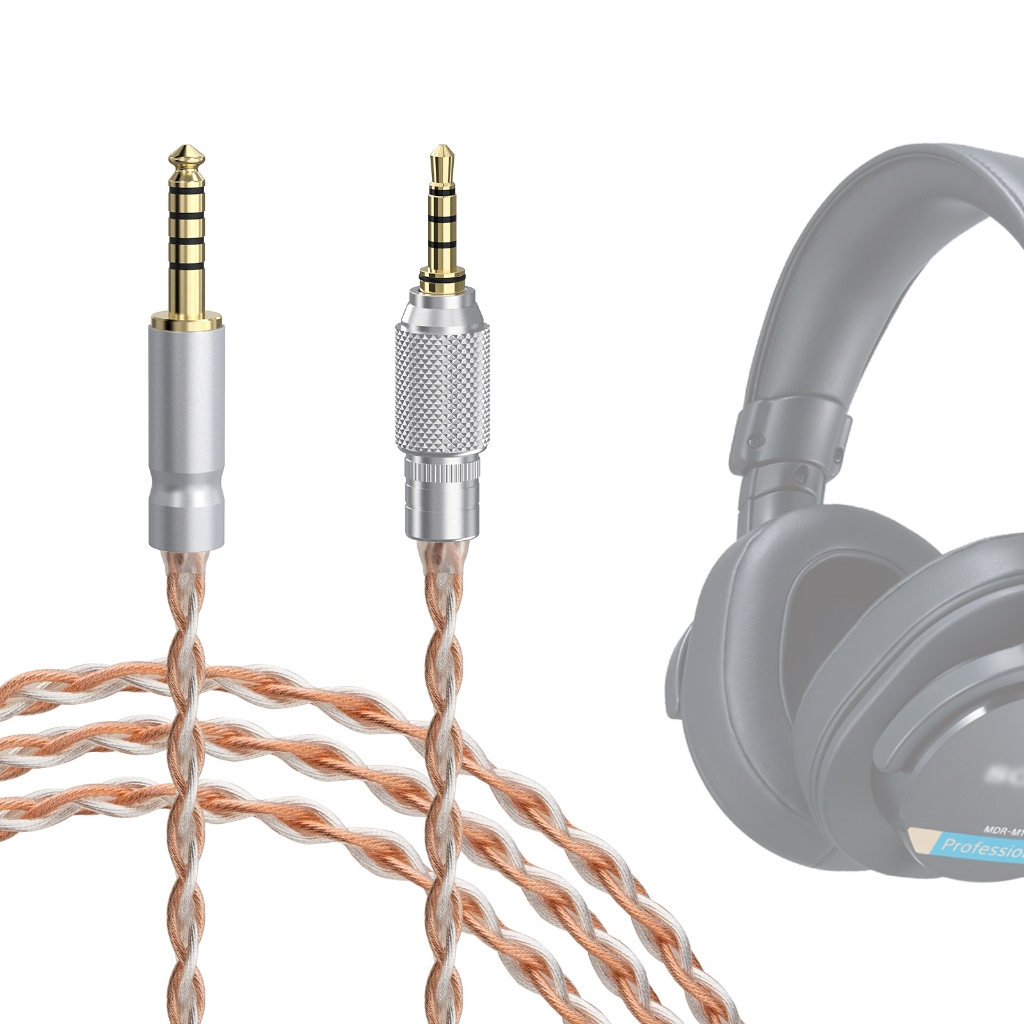 Geekria Silver-Plated อัพเกรด 4.4 มม.ถึง 3.5 มม.สายสัญญาณเสียงใช้งานร่วมกับ Sony MDR-M1 MDR-MV1 หูฟังเกลียวลูกบิดล็อค (1.5 ม.)