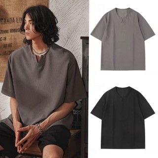 ProMan-ผู้ชายสีล้วนคอวีแขนสั้น  ใส่สบายระบายอากาศได้ดี  เรีย…