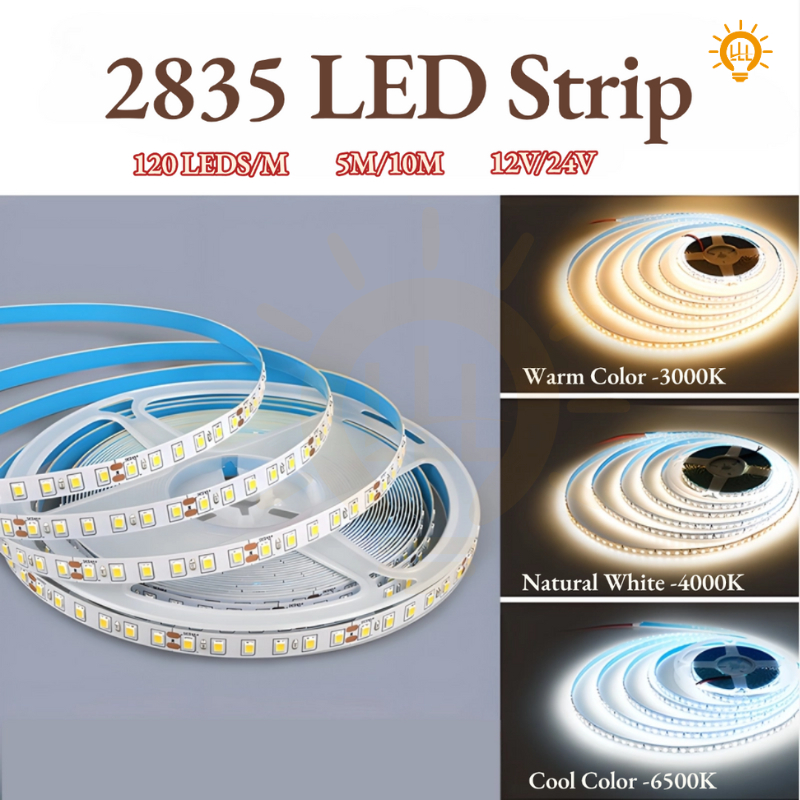 2835 แถบไฟ LED SMD 12V/24V 10M/5M 3000K/4000K/6500K