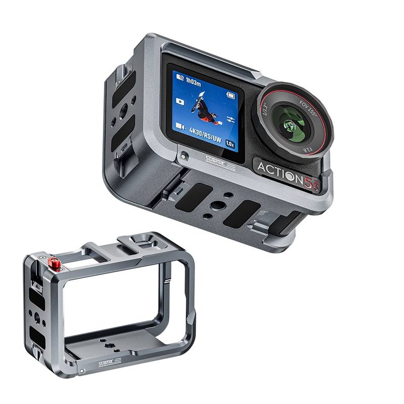สําหรับ DJI Action 5 Pro กล้องแนวตั้งขยายการติดตั้งกรอบกรณี Osmo Action 5 Pro กรงกระต่าย All-รอบป้องกันกรณี