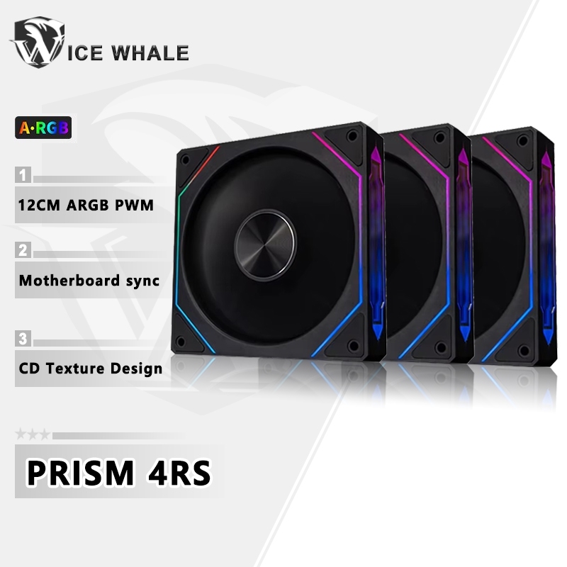 Ice Whale Prism 4RS 3PCS ARGB PC กรณี CPU พัดลม 120 มม.กระจกอินฟินิตี้ออกแบบเมนบอร์ดแสง Sync 4PIN PWM CPU Cooler พัดลม ventilador