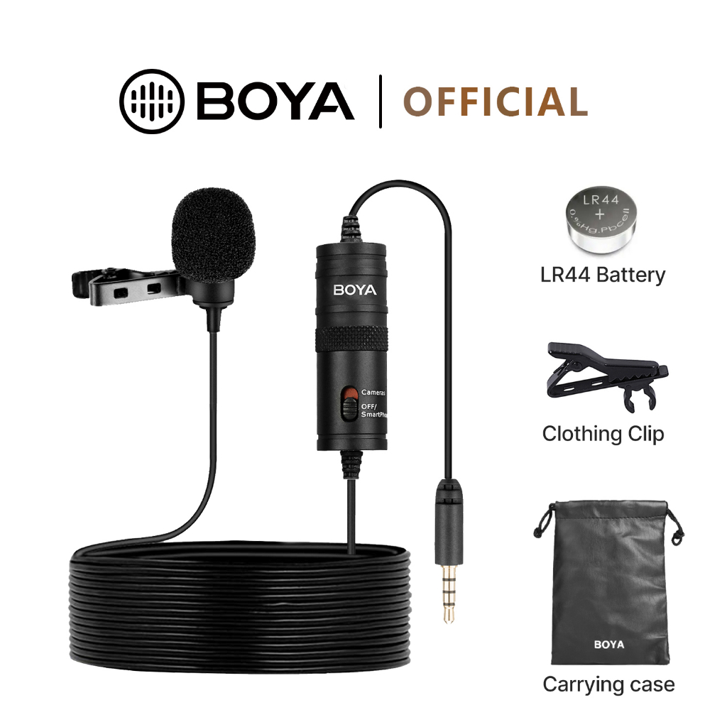 BOYA BY-M1 Lavalier Microphone ไมค์หนีบปกเสื้อ,ไมค์อัดเสียง,สำหรับมือถือและกล้อง