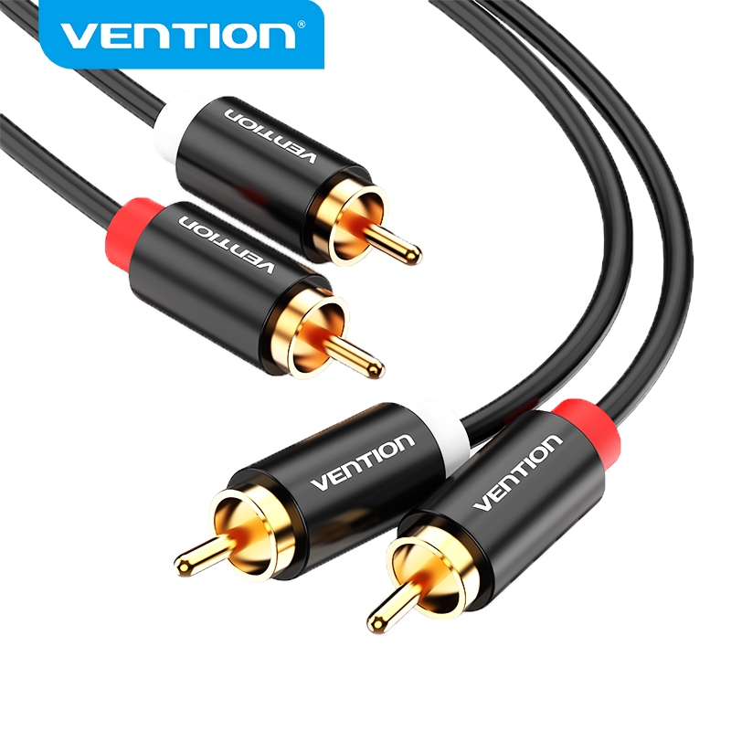 Vention 2RCA ถึง 2 สาย RCA ไฮไฟสเตอริโอชายกับชายสายสัญญาณเสียงสําหรับโฮมเธียเตอร์ DVD Amplifier TV 1.5m 3m สาย RCA Gold-Plated