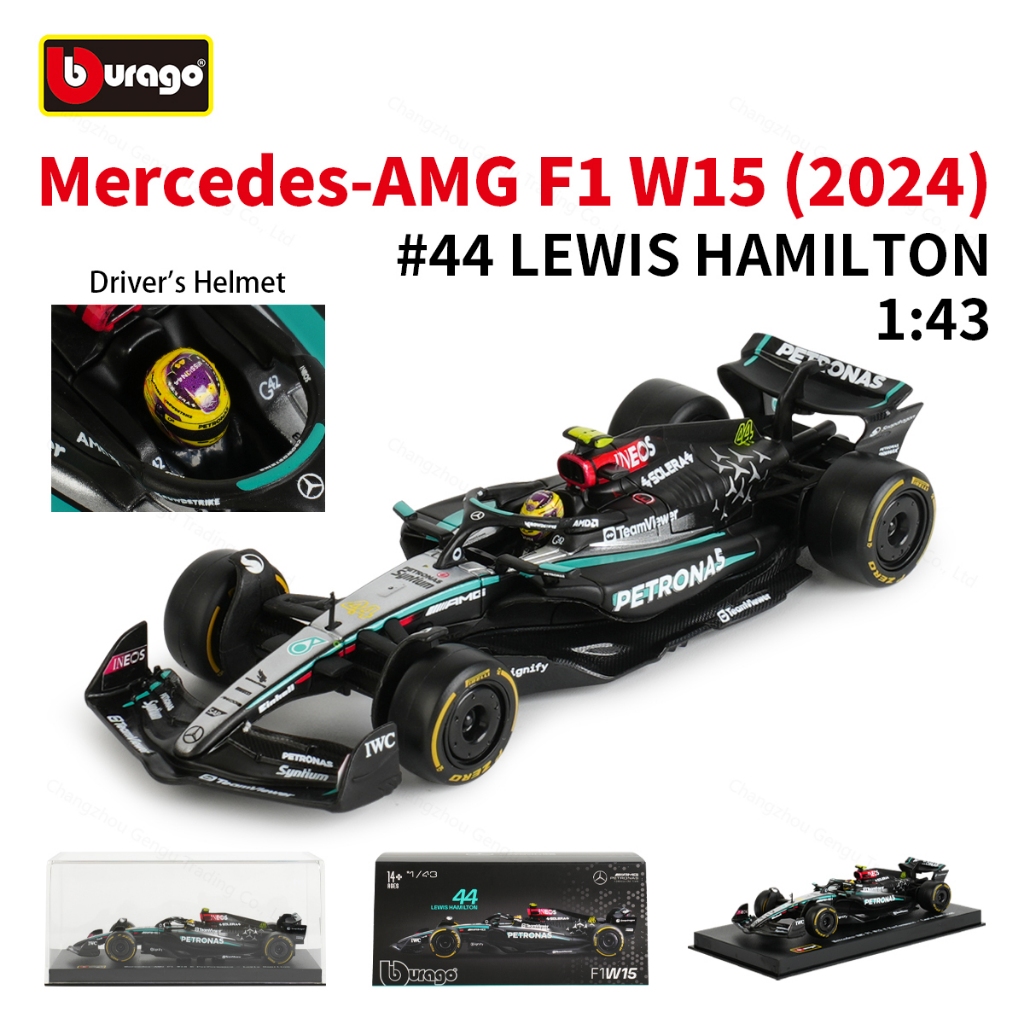 Bburago 1:43 Mercedes AMG 2024 W15 E Performance Static จําลอง Diecast รุ่น F1 Racing รถสูตร