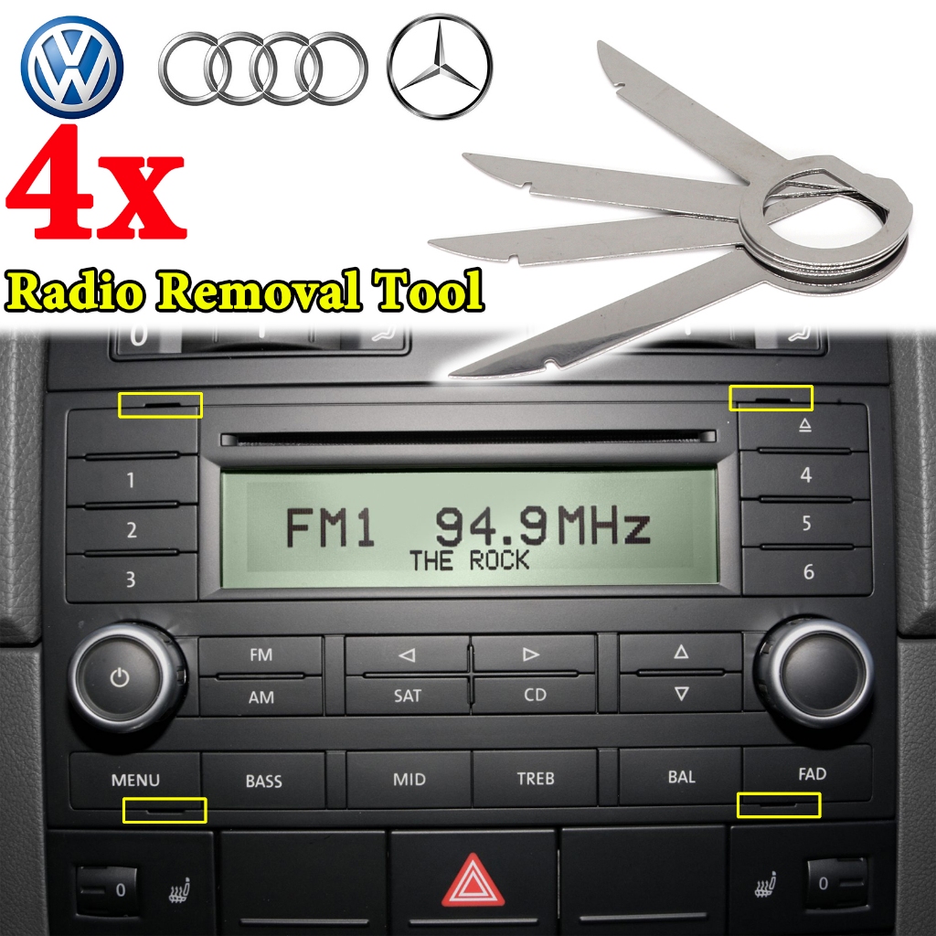 4 ชิ้นรถวิทยุเครื่องมือกําจัดกุญแจแงะคลิปประตูแผงวิทยุกําจัดเครื่องมือถอดชิ้นส่วนแงะเครื่องมือถอดชิ้นส่วนสําหรับ VW Audi Ford Mercedes Benz