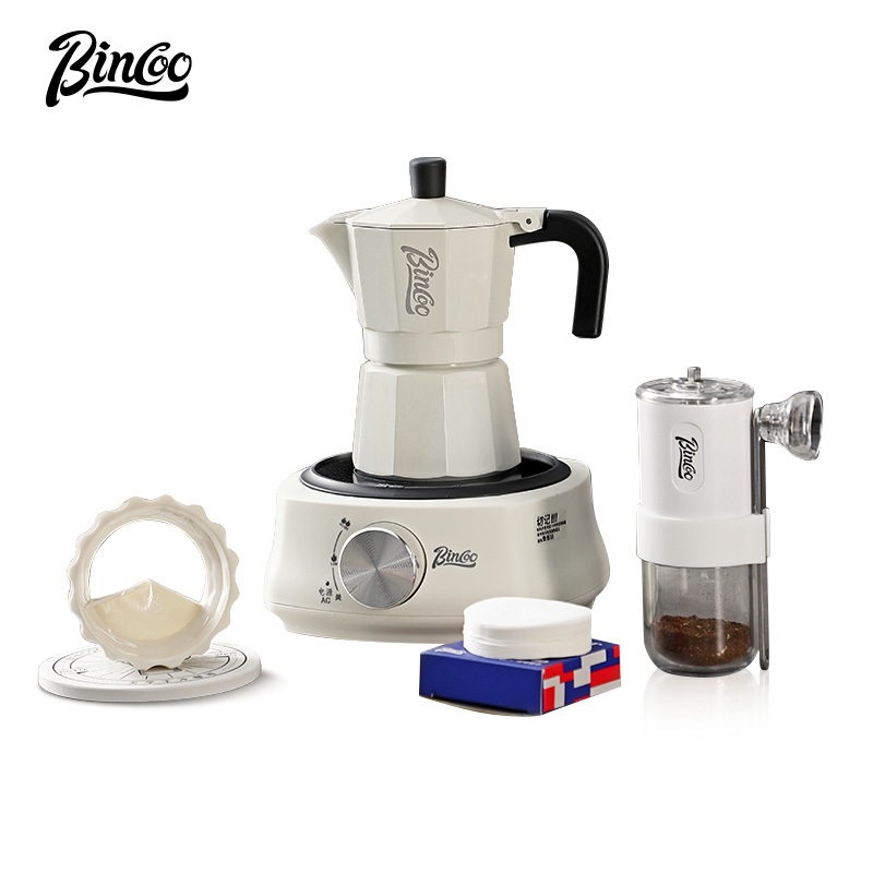 Bincoo Double Valve Moka Pot Extractor Espresso Coffee Pot Home and Outdoor Small Brewing Coffee Set 2Cups