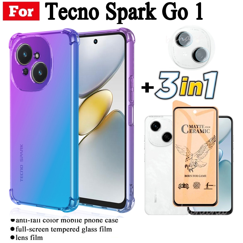 3 in 1 Tecno Spark Go 1 Anti-fall โทรศัพท์มือถือสําหรับ Tecno Spark Go 2025 Go 2024 Spark 20C เซรามิ