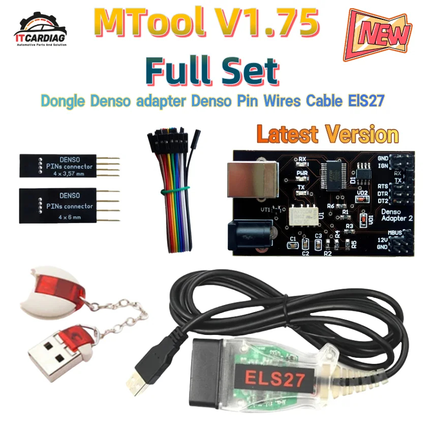 ใหม่! Mtool V1.75 ไมล์ KM เครื่องมือแก้ไขการปรับอ่าน/เขียนครบชุด Dongle Denso อะแดปเตอร์ Denso Pin E