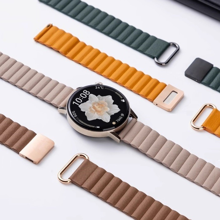 Magnetic Leather Bnad For Huawei watch gt 6 สาย Huawei watch GT 5 สาย Huawei watch GT5 Pro Strap Hua