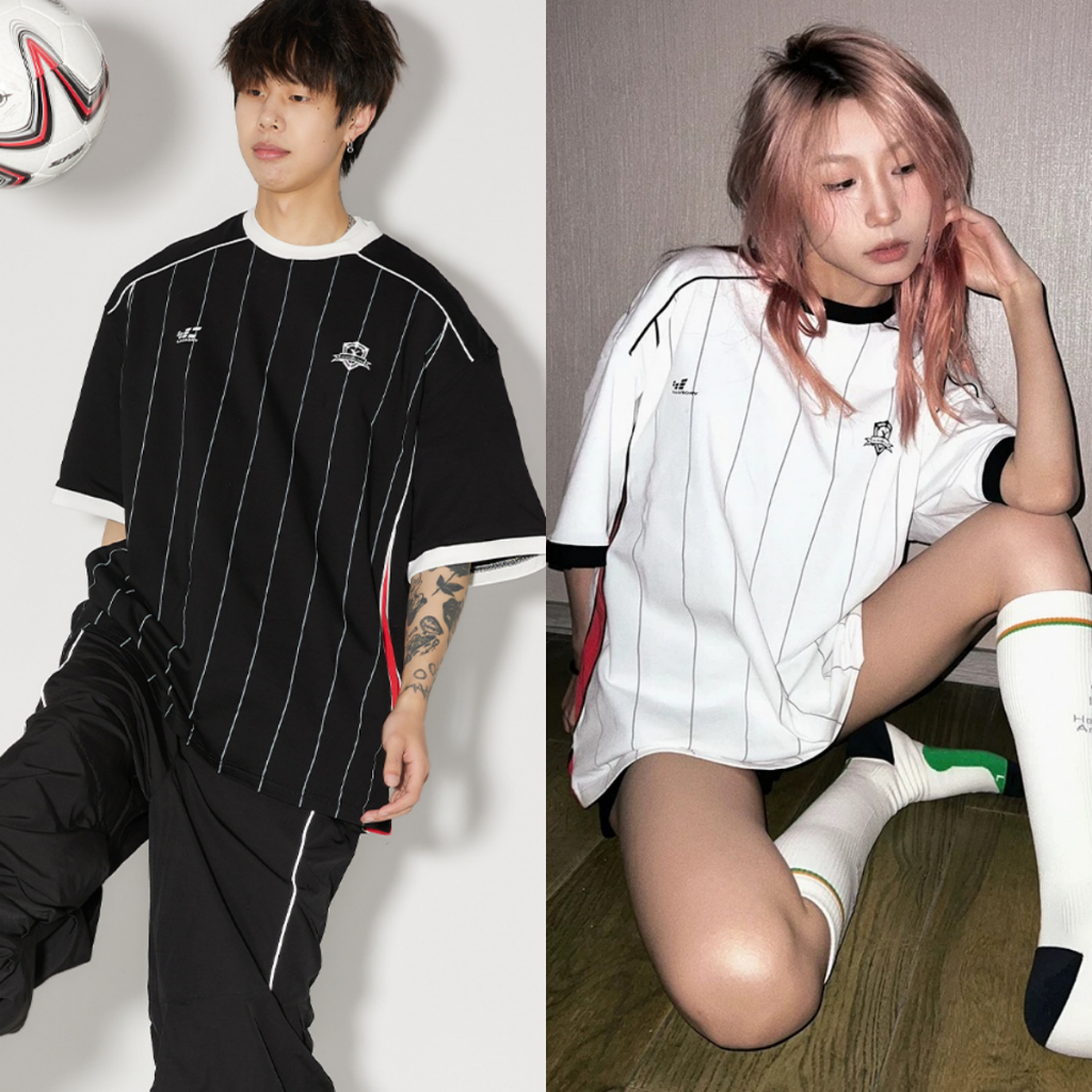 ProMan-สไตล์อเมริกันแขนสั้นลายวินเทจ  ชุดสำหรับคู่รัก  คอกลม เทรนด์ แมทช์ลุคง่าย ร้อยชุด oversize