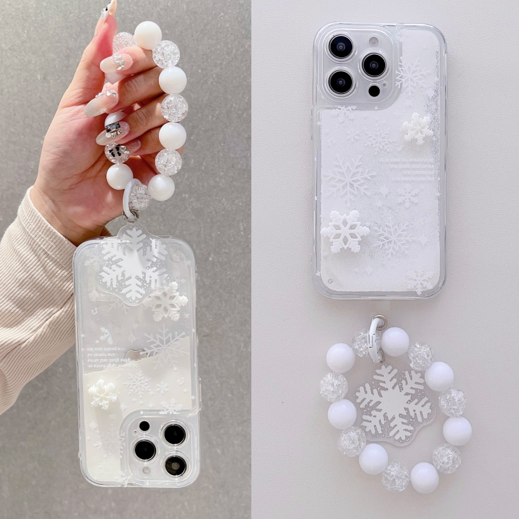 HotLiquid Quicksand เคสโทรศัพท์ TPU ลายเกล็ดหิมะ 3D พร้อมสร้อยข้อมือ สําหรับ iPhone 11, 12, 13, 14, 15, 16 Series - รูปที่ 7