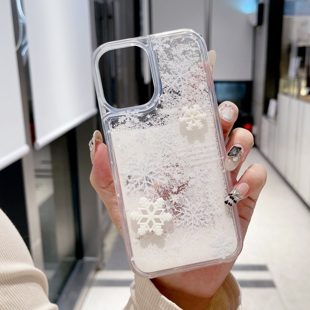 HotLiquid Quicksand เคสโทรศัพท์ TPU ลายเกล็ดหิมะ 3D พร้อมสร้อยข้อมือ สําหรับ iPhone 11, 12, 13, 14, 15, 16 Series - รูปที่ 6