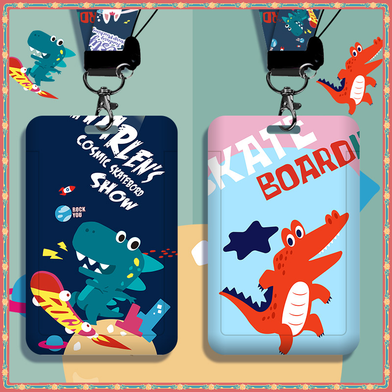 New Dinoaurs Multi-Accessories Card Holder with Long Lanyard, Anti-Lost, ABS ID Case for EasyCard, Access Control, Bus/MRT