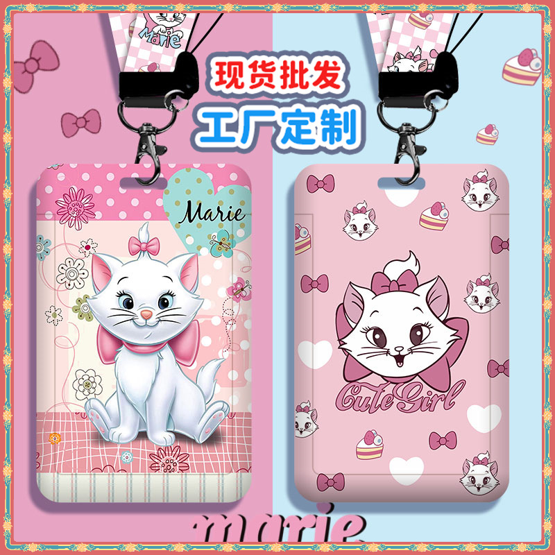 New Disney Marie Cat Card Holder Lanyard EasyCard Anti-Lost Protective Case Charm ABS ID สําหรับบัตร Access Control/Bus/MRT