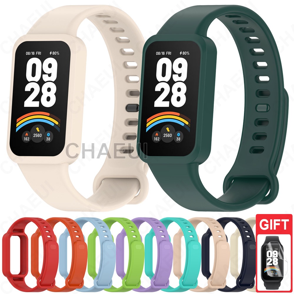 สายรัดซิลิโคนสายนาฬิการะบายอากาศอุปกรณ์เสริมสําหรับ Xiaomi Smart Band 9 Active / Redmi Smart Band 3