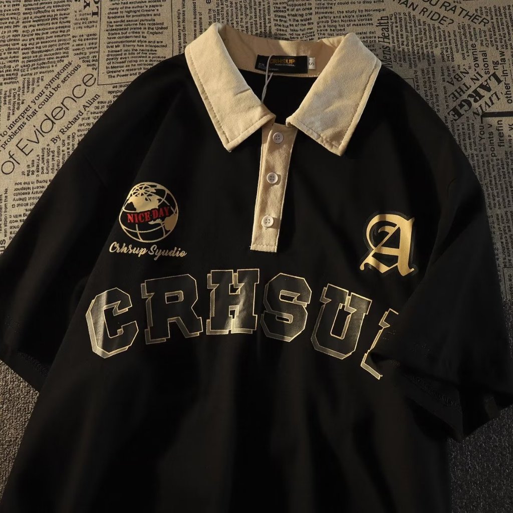 American Street Loose Retro เสื้อครึ่งแขน