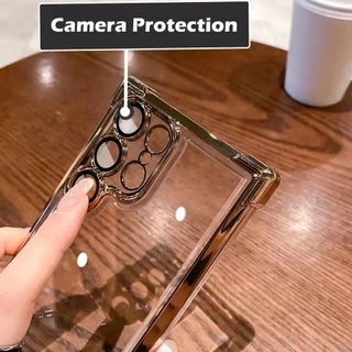 ถุงลมนิรภัยโปร่งใส hard Electroplated Clear สําหรับ Samsung Galaxy S25 S24 S23 S22 S21Ultra S24 S23 S21 FE A55 A54 A56 Note20 10 Plus กันกระแทกฝาครอบป้องกัน