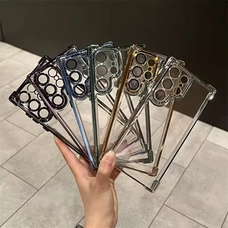 ถุงลมนิรภัยโปร่งใส hard Electroplated Clear สําหรับ Samsung Galaxy S25 S24 S23 S22 S21Ultra S24 S23 S21 FE A55 A54 A56 Note20 10 Plus กันกระแทกฝาครอบป้องกัน