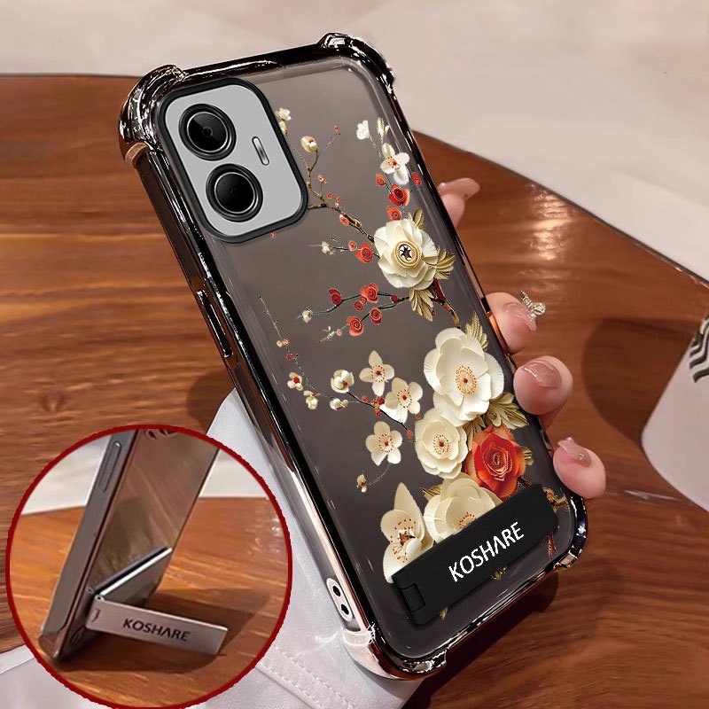 เคสสําหรับrealme C55 NFC Realme C55 5G 2023 เคสโทรศัพท์Softcaseซิลิโคนกันกระแทกออกแบบใหม่ความงามดอกไม้พร้อมที่วางSJCBZZH01