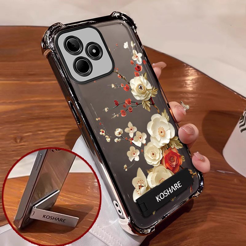 เคสสําหรับrealme C53 5g 2023 realme c51 realme note 50 5g 2023 เคสโทรศัพท์Softcaseซิลิโคนกันกระแทกออกแบบใหม่ความงามดอกไม้พร้อมที่วางSJCBZZH01