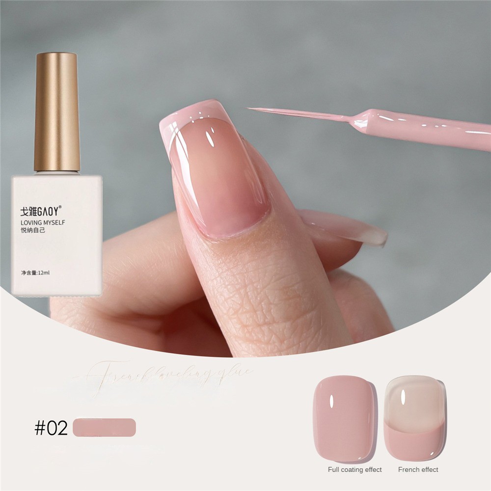 เฟรนช์ ตะขอขอบทาสีเจล Liner Gel Gaoy 2024 กาวก่อสร้างใหม่ กาวทาเล็บสีชมพูสีชมพูขาวดํา 10 สี