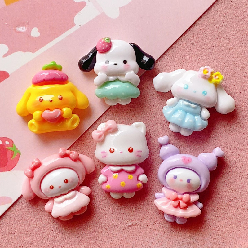 10 ชิ้นน่ารัก Cate Puppy San Rio เรซิ่น Charms สําหรับ DIY