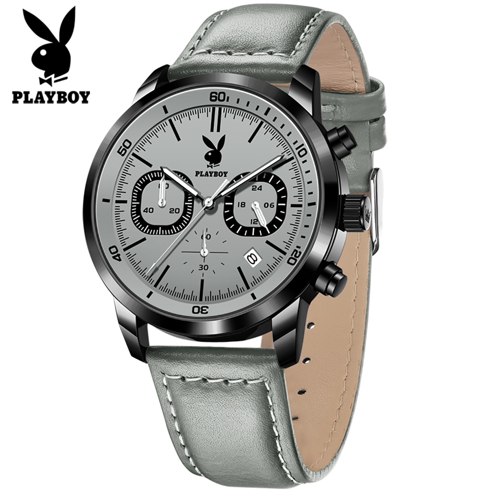 [พร้อมส่ง] Playboy 3065 นาฬิกาข้อมือควอทซ์ลําลอง อเนกประสงค์ แฟชั่นสําหรับผู้ชาย (ฟรีกล่องนาฬิกา)