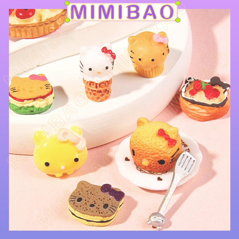 ของเล่นอาหารจําลอง helloKitty บิสกิตการ์ตูนแมวเค้กขนาดเล็กเบอร์เกอร์ผัก diy จี้พวงกุญแจ