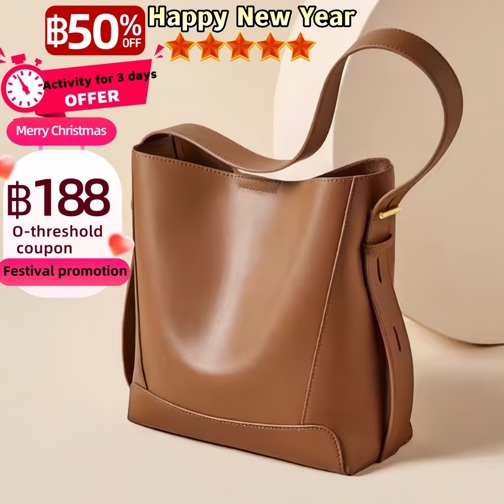 [จัดส่งในพื้นที่] กระเป๋าทรงถังหนังเกรดสูงสไตล์ใหม่, กระเป๋าสะพายไหล่ผู้หญิงกระเป๋า ผู้สื่อสาร ฟรีจี้